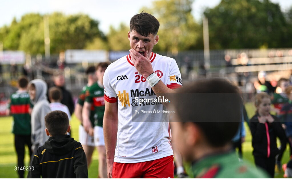31 May 2025; Liam Gray of Tyrone after the GAA Football All-Ireland Senior Championship Round 2 match between Tyrone and Mayo at O'Neills Healy Park in Omagh, Tyrone. Photo by Piaras Ó Mídheach/Sportsfile