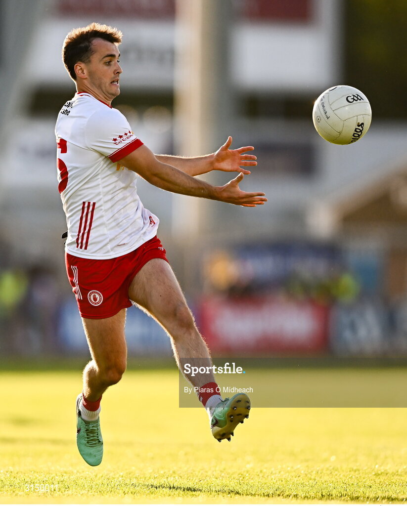 31 May 2025; Darragh Canavan of Tyrone during the GAA Football All-Ireland Senior Championship Round 2 match between Tyrone and Mayo at O'Neills Healy Park in Omagh, Tyrone. Photo by Piaras Ó Mídheach/Sportsfile