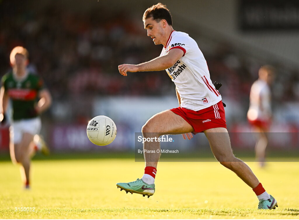 31 May 2025; Darragh Canavan of Tyrone during the GAA Football All-Ireland Senior Championship Round 2 match between Tyrone and Mayo at O'Neills Healy Park in Omagh, Tyrone. Photo by Piaras Ó Mídheach/Sportsfile
