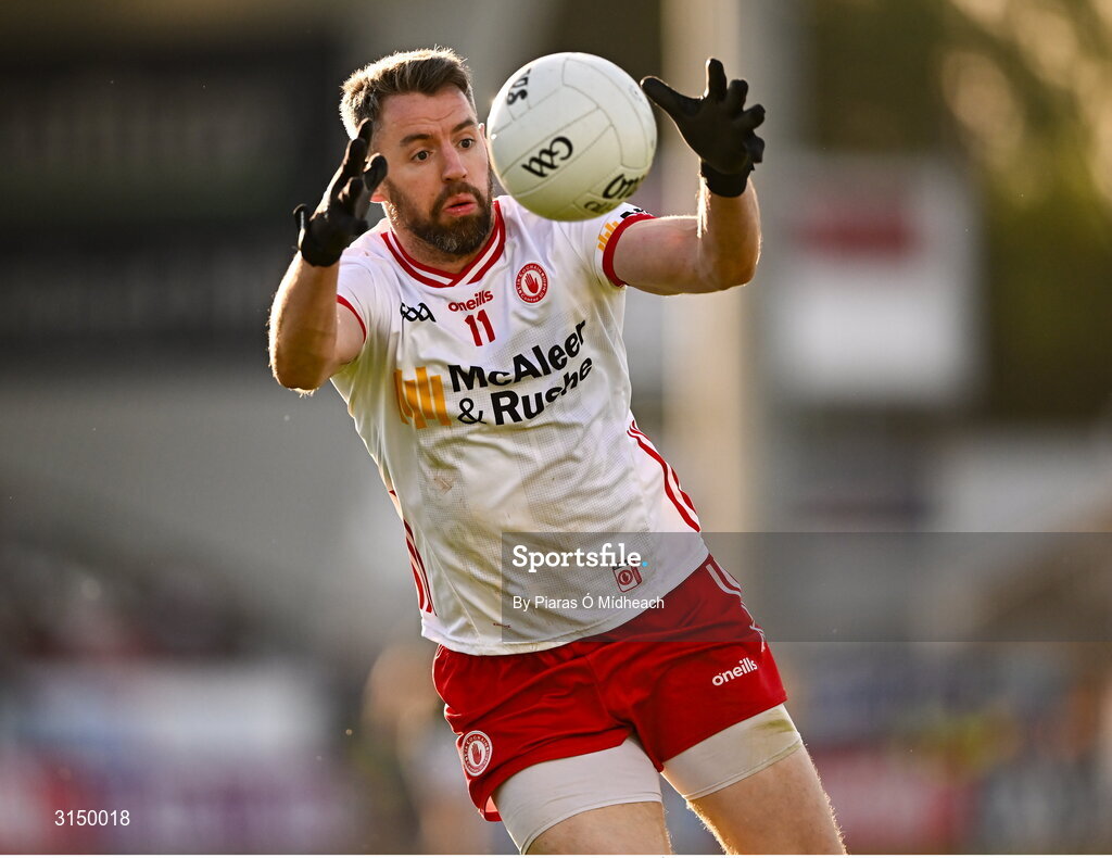 31 May 2025; Mattie Donnelly of Tyrone during the GAA Football All-Ireland Senior Championship Round 2 match between Tyrone and Mayo at O'Neills Healy Park in Omagh, Tyrone. Photo by Piaras Ó Mídheach/Sportsfile