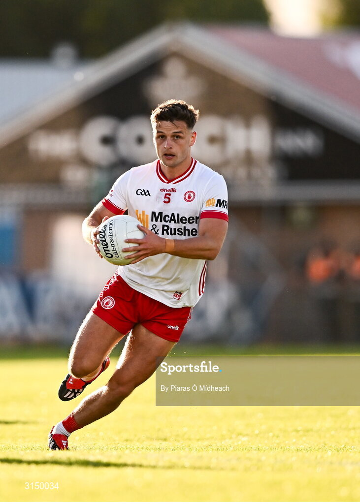 31 May 2025; Michael McKernan of Tyrone during the GAA Football All-Ireland Senior Championship Round 2 match between Tyrone and Mayo at O'Neills Healy Park in Omagh, Tyrone. Photo by Piaras Ó Mídheach/Sportsfile