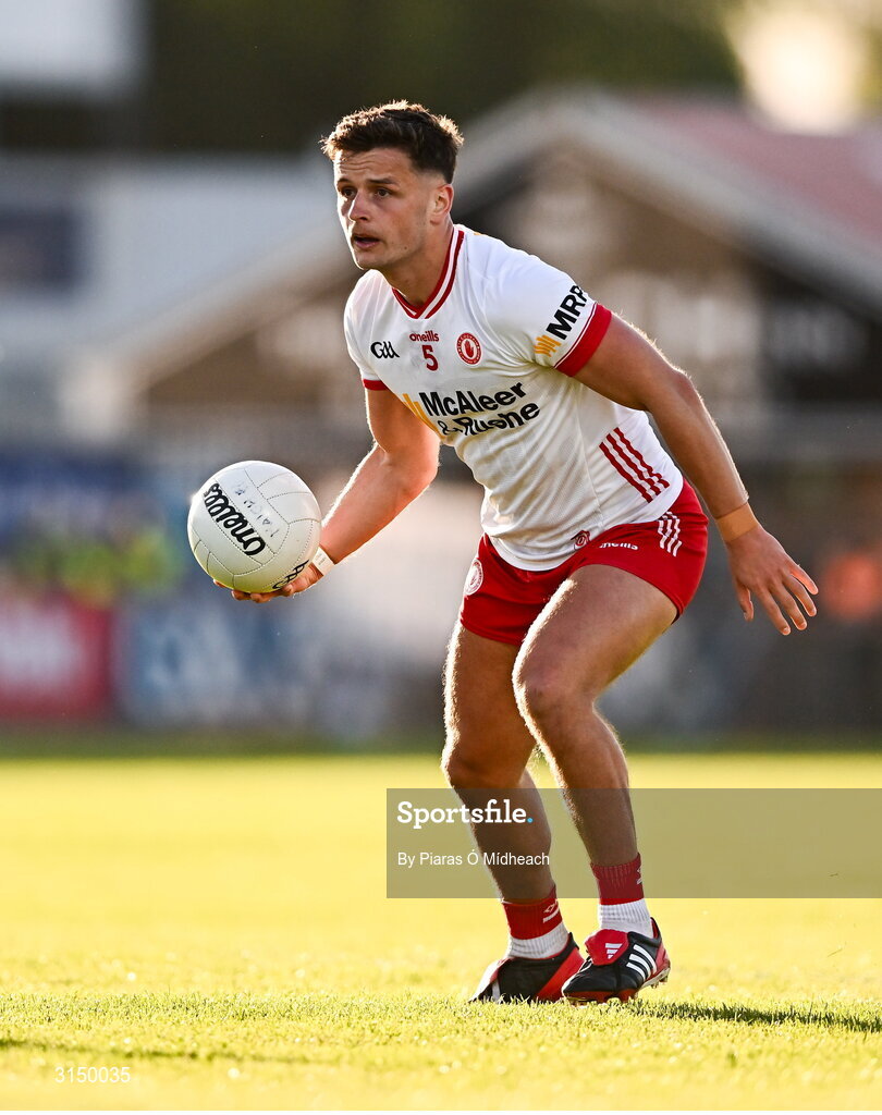 31 May 2025; Michael McKernan of Tyrone during the GAA Football All-Ireland Senior Championship Round 2 match between Tyrone and Mayo at O'Neills Healy Park in Omagh, Tyrone. Photo by Piaras Ó Mídheach/Sportsfile