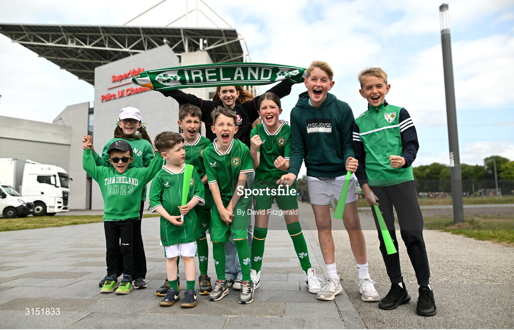 3 June 2025; Republic of Ireland supporters before the UEFA Women's Nations League, League B match between Republic of Ireland and Slovenia at Páirc Uí Chaoimh in Cork. Photo by David Fitzgerald/Sportsfile
