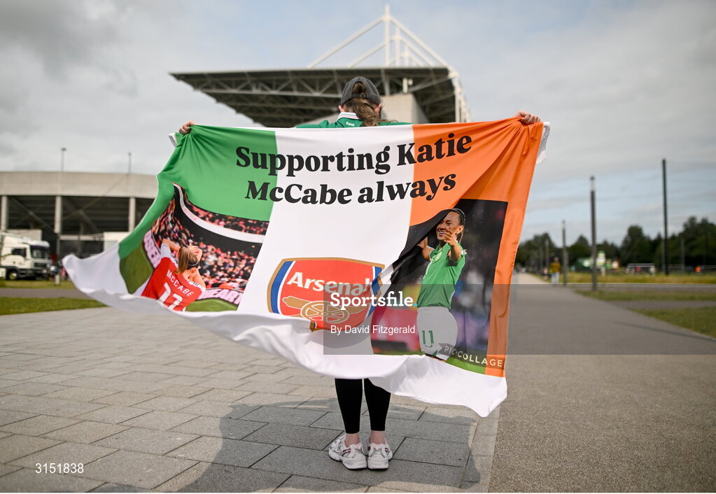 3 June 2025; Republic of Ireland supporter Brianna Fitzgerald, age 16, from Westmeath, before the UEFA Women's Nations League, League B match between Republic of Ireland and Slovenia at Páirc Uí Chaoimh in Cork. Photo by David Fitzgerald/Sportsfile