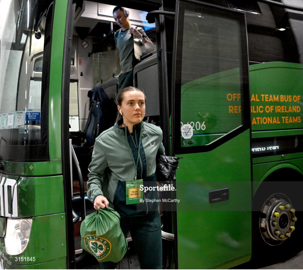 3 June 2025; Tyler Toland of Republic of Ireland arrives before the UEFA Women's Nations League, League B match between Republic of Ireland and Slovenia at Páirc Uí Chaoimh in Cork. Photo by Stephen McCarthy/Sportsfile