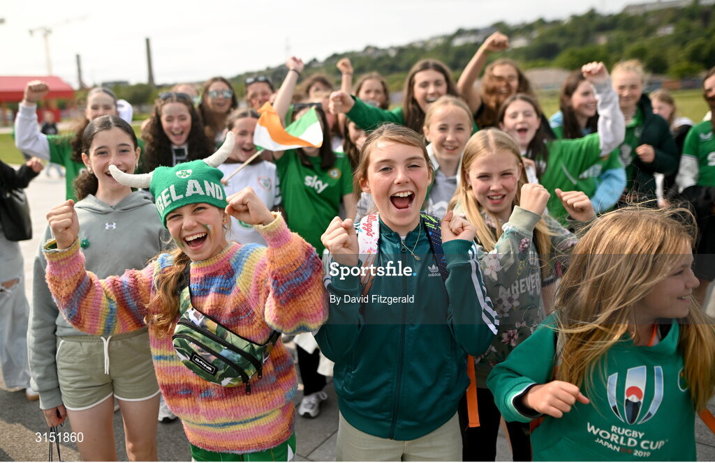 3 June 2025; Republic of Ireland supporters before the UEFA Women's Nations League, League B match between Republic of Ireland and Slovenia at Páirc Uí Chaoimh in Cork. Photo by David Fitzgerald/Sportsfile