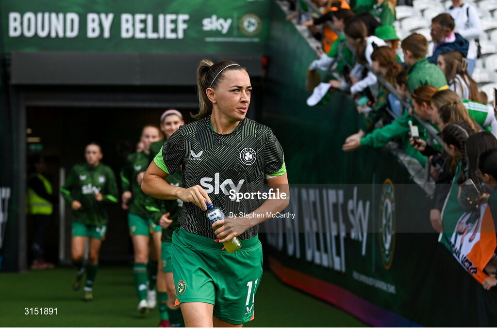 3 June 2025; Katie McCabe of Republic of Ireland before the UEFA Women's Nations League, League B match between Republic of Ireland and Slovenia at Páirc Uí Chaoimh in Cork. Photo by Stephen McCarthy/Sportsfile