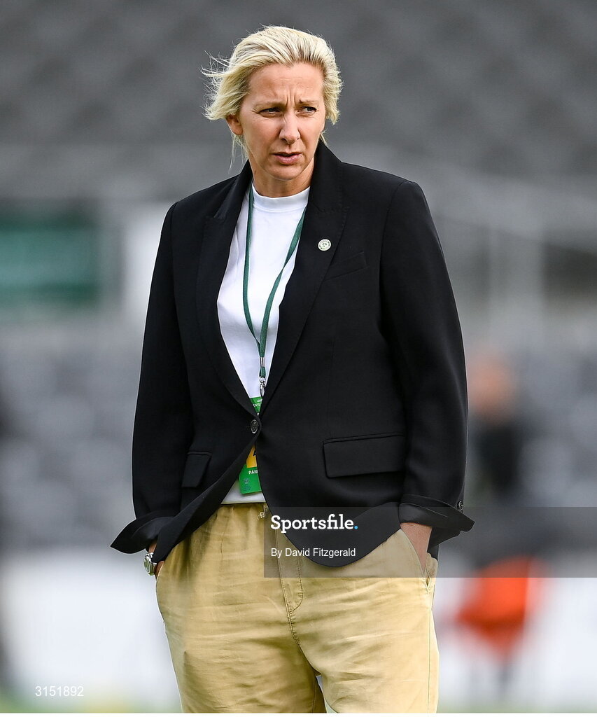 3 June 2025; Republic of Ireland head coach Carla Ward before the UEFA Women's Nations League, League B match between Republic of Ireland and Slovenia at Páirc Uí Chaoimh in Cork. Photo by David Fitzgerald/Sportsfile