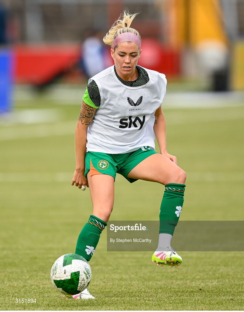3 June 2025; Denise O'Sullivan of Republic of Ireland warms up before the UEFA Women's Nations League, League B match between Republic of Ireland and Slovenia at Páirc Uí Chaoimh in Cork. Photo by Stephen McCarthy/Sportsfile