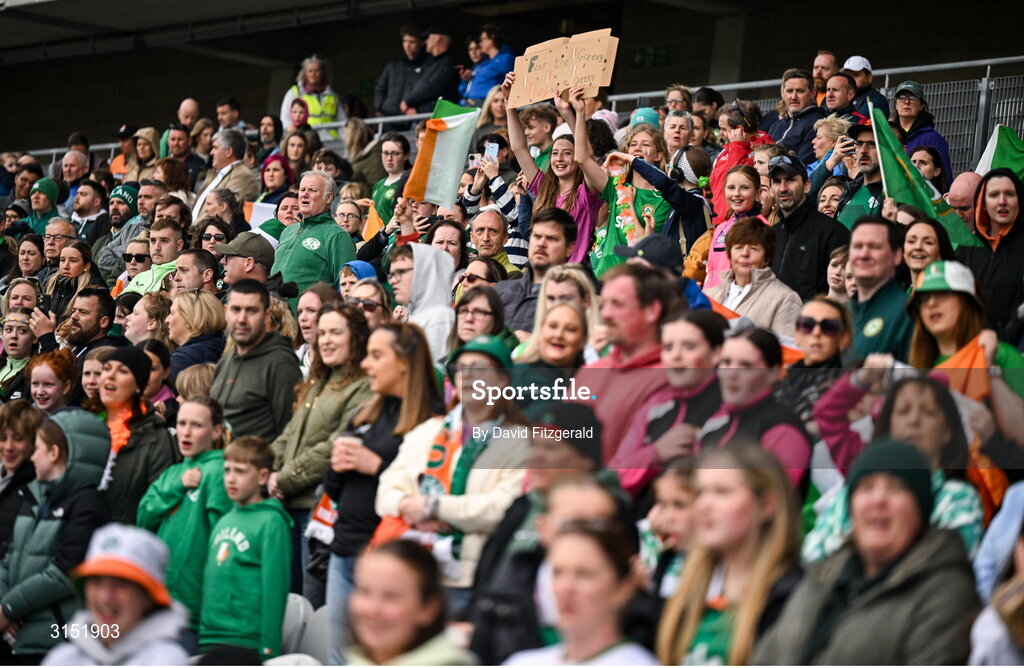 3 June 2025; Republic of Ireland supporters before the UEFA Women's Nations League, League B match between Republic of Ireland and Slovenia at Páirc Uí Chaoimh in Cork. Photo by David Fitzgerald/Sportsfile