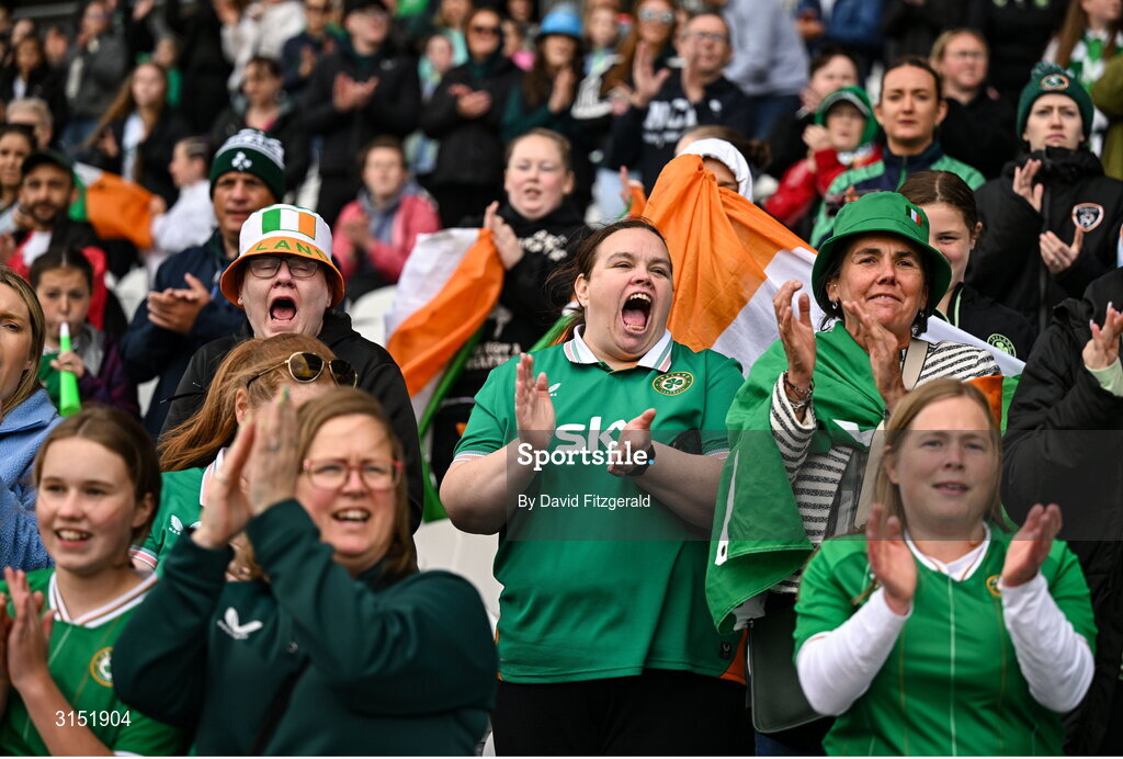 3 June 2025; Republic of Ireland supporters before the UEFA Women's Nations League, League B match between Republic of Ireland and Slovenia at Páirc Uí Chaoimh in Cork. Photo by David Fitzgerald/Sportsfile