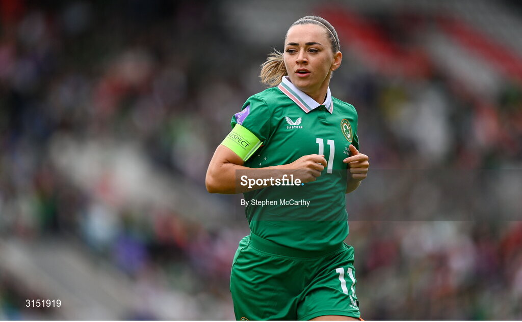 3 June 2025; Katie McCabe of Republic of Ireland during the UEFA Women's Nations League, League B match between Republic of Ireland and Slovenia at Páirc Uí Chaoimh in Cork. Photo by Stephen McCarthy/Sportsfile
