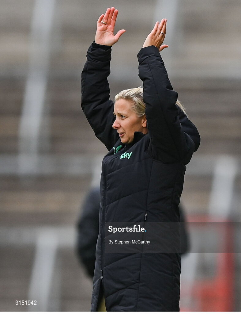 3 June 2025; Republic of Ireland head coach Carla Ward during the UEFA Women's Nations League, League B match between Republic of Ireland and Slovenia at Páirc Uí Chaoimh in Cork. Photo by Stephen McCarthy/Sportsfile