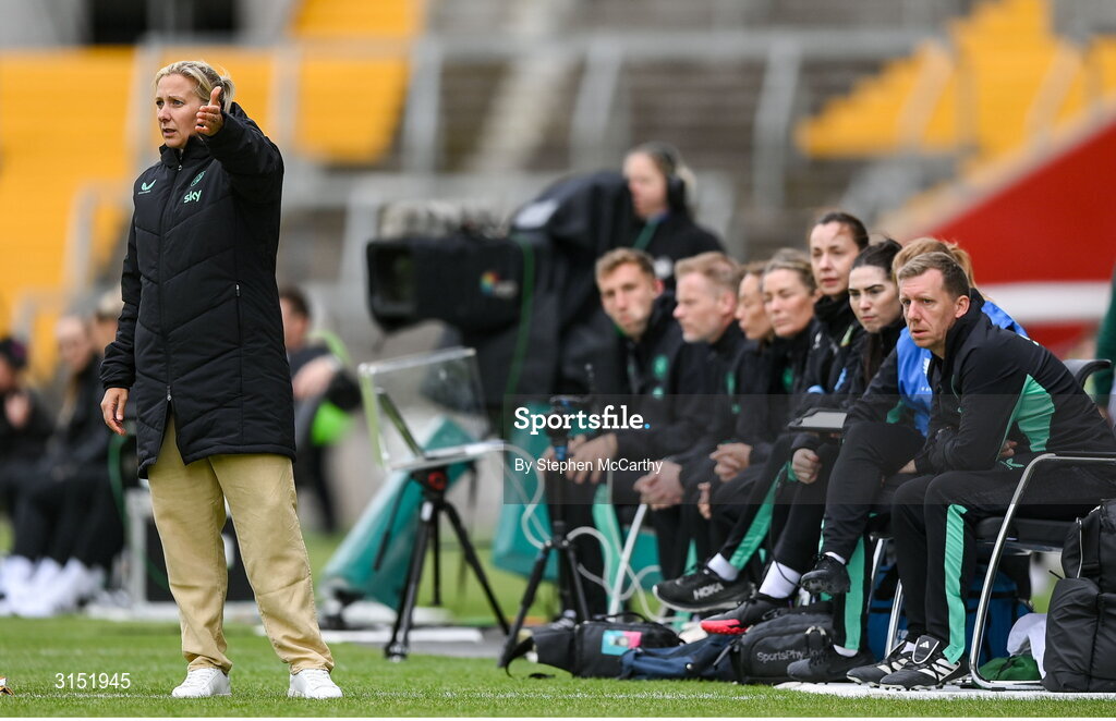3 June 2025; Republic of Ireland head coach Carla Ward during the UEFA Women's Nations League, League B match between Republic of Ireland and Slovenia at Páirc Uí Chaoimh in Cork. Photo by Stephen McCarthy/Sportsfile