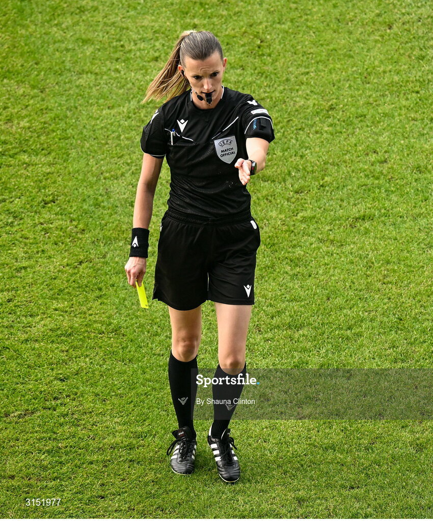 3 June 2025; Referee Miriama Bocková during the UEFA Women's Nations League, League B match between Republic of Ireland and Slovenia at Páirc Uí Chaoimh in Cork. Photo by Shauna Clinton/Sportsfile