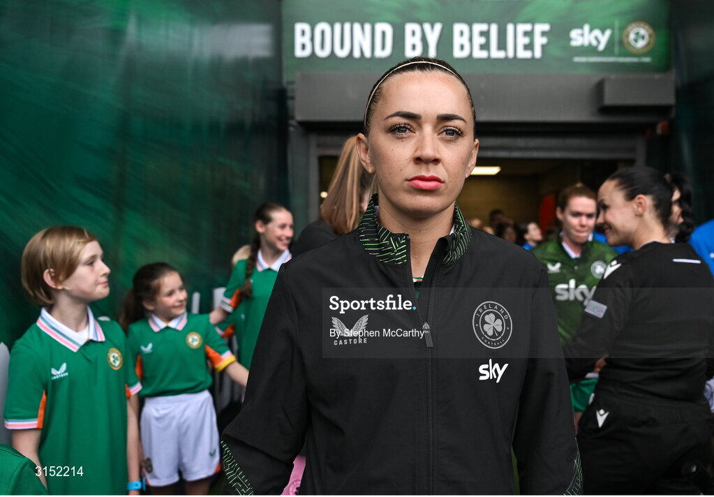 3 June 2025; Katie McCabe of Republic of Ireland before the UEFA Women's Nations League, League B match between Republic of Ireland and Slovenia at Páirc Uí Chaoimh in Cork. Photo by Stephen McCarthy/Sportsfile