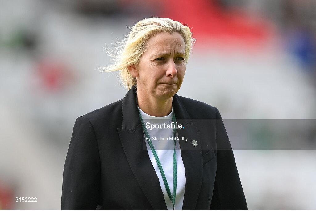3 June 2025; Republic of Ireland head coach Carla Ward before the UEFA Women's Nations League, League B match between Republic of Ireland and Slovenia at Páirc Uí Chaoimh in Cork. Photo by Stephen McCarthy/Sportsfile