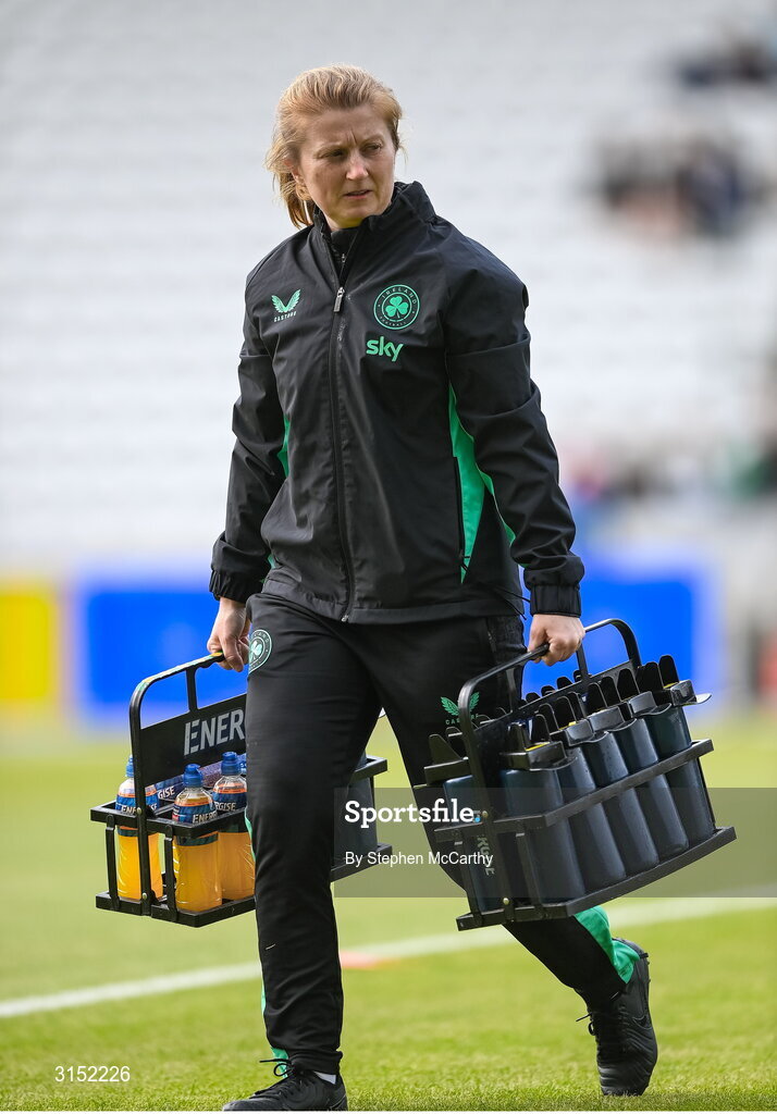 3 June 2025; Republic of Ireland performance coach Holly Pickett before the UEFA Women's Nations League, League B match between Republic of Ireland and Slovenia at Páirc Uí Chaoimh in Cork. Photo by Stephen McCarthy/Sportsfile