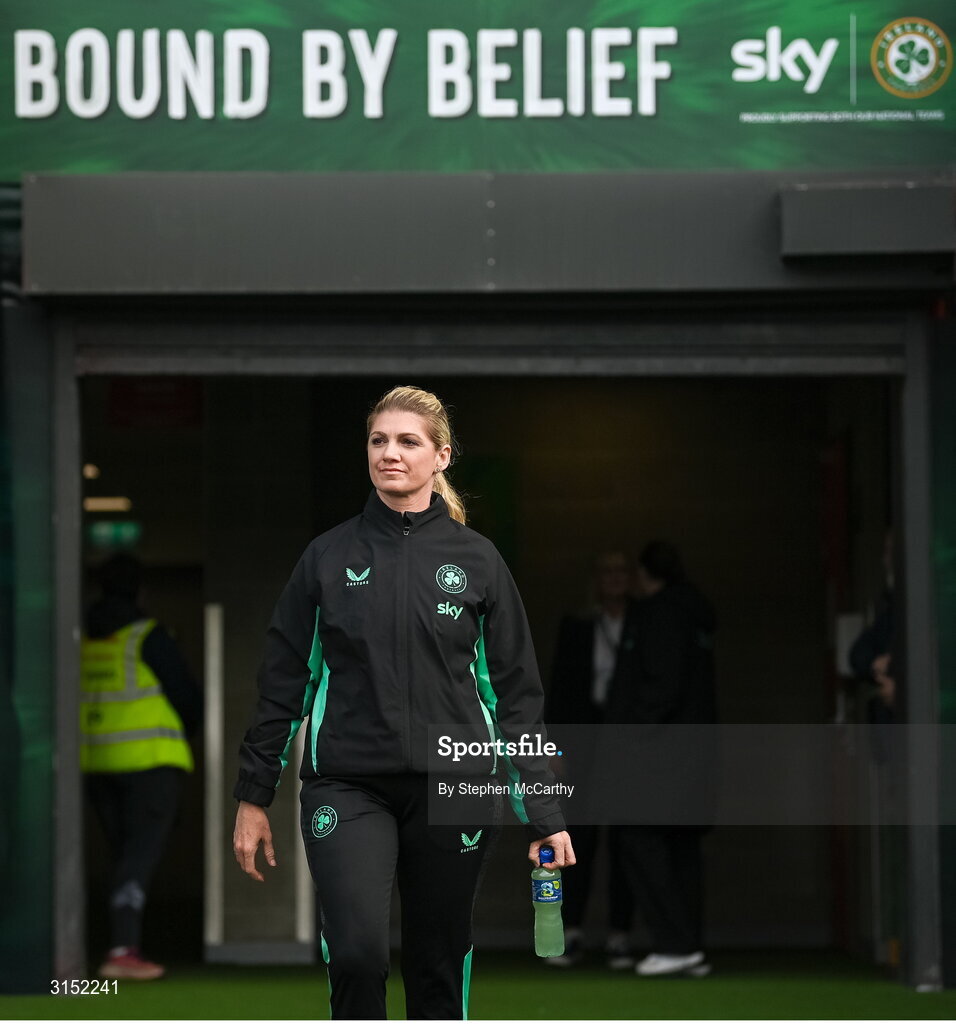 3 June 2025; Republic of Ireland masseuse Debbie Lester before the UEFA Women's Nations League, League B match between Republic of Ireland and Slovenia at Páirc Uí Chaoimh in Cork. Photo by Stephen McCarthy/Sportsfile