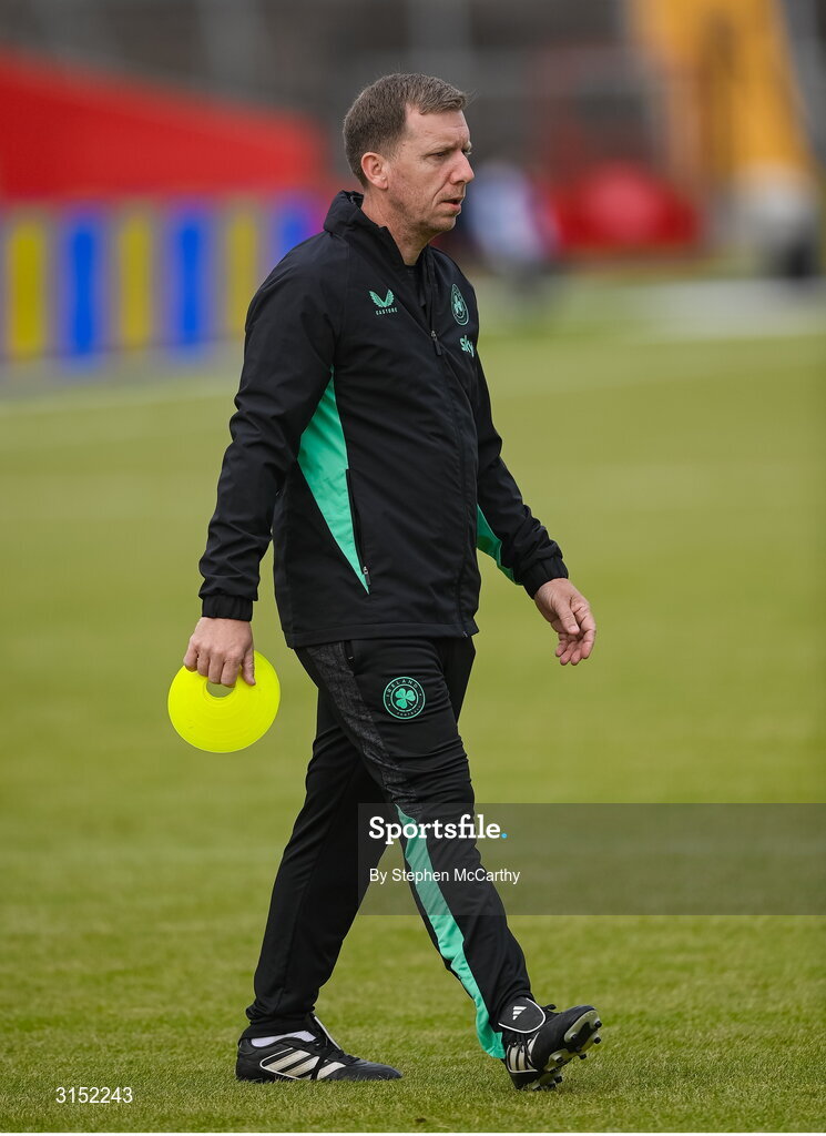 3 June 2025; Republic of Ireland equipment officer Barry Sanfey before the UEFA Women's Nations League, League B match between Republic of Ireland and Slovenia at Páirc Uí Chaoimh in Cork. Photo by Stephen McCarthy/Sportsfile