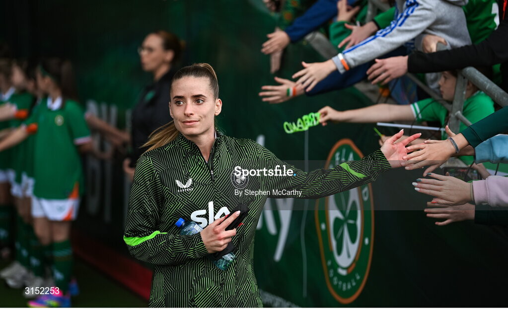 3 June 2025; Chloe Mustaki of Republic of Ireland before the UEFA Women's Nations League, League B match between Republic of Ireland and Slovenia at Páirc Uí Chaoimh in Cork. Photo by Stephen McCarthy/Sportsfile