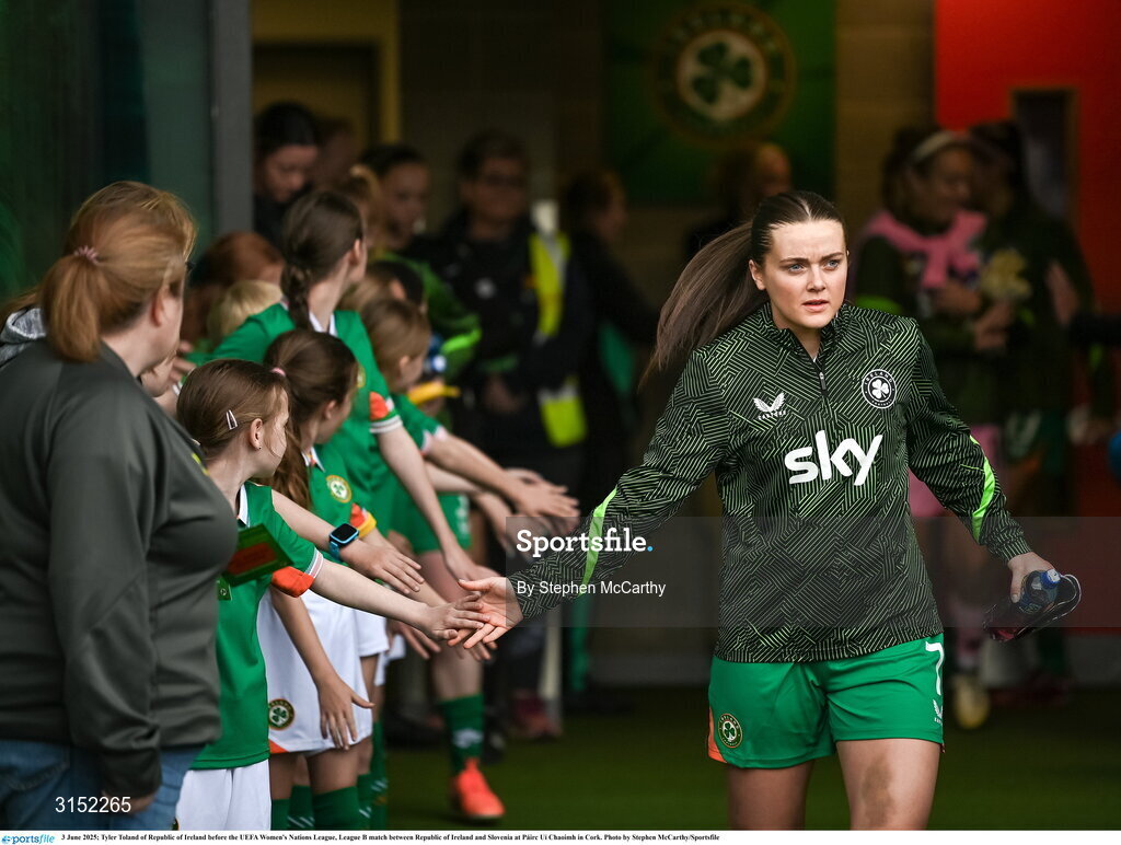 3 June 2025; Tyler Toland of Republic of Ireland before the UEFA Women's Nations League, League B match between Republic of Ireland and Slovenia at Páirc Uí Chaoimh in Cork. Photo by Stephen McCarthy/Sportsfile