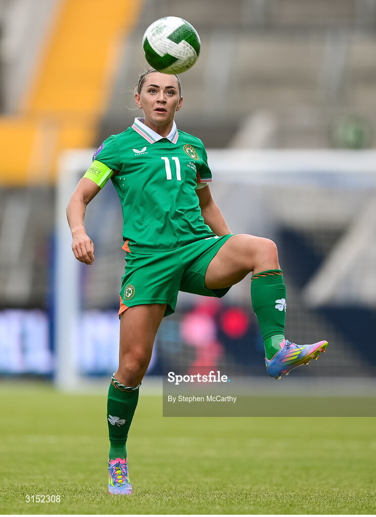 3 June 2025; Katie McCabe of Republic of Ireland during the UEFA Women's Nations League, League B match between Republic of Ireland and Slovenia at Páirc Uí Chaoimh in Cork. Photo by Stephen McCarthy/Sportsfile