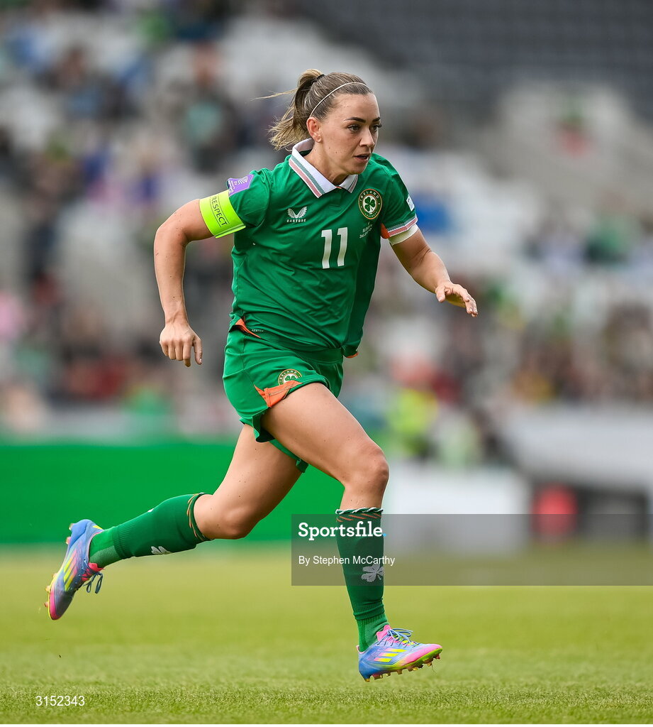 3 June 2025; Katie McCabe of Republic of Ireland during the UEFA Women's Nations League, League B match between Republic of Ireland and Slovenia at Páirc Uí Chaoimh in Cork. Photo by Stephen McCarthy/Sportsfile