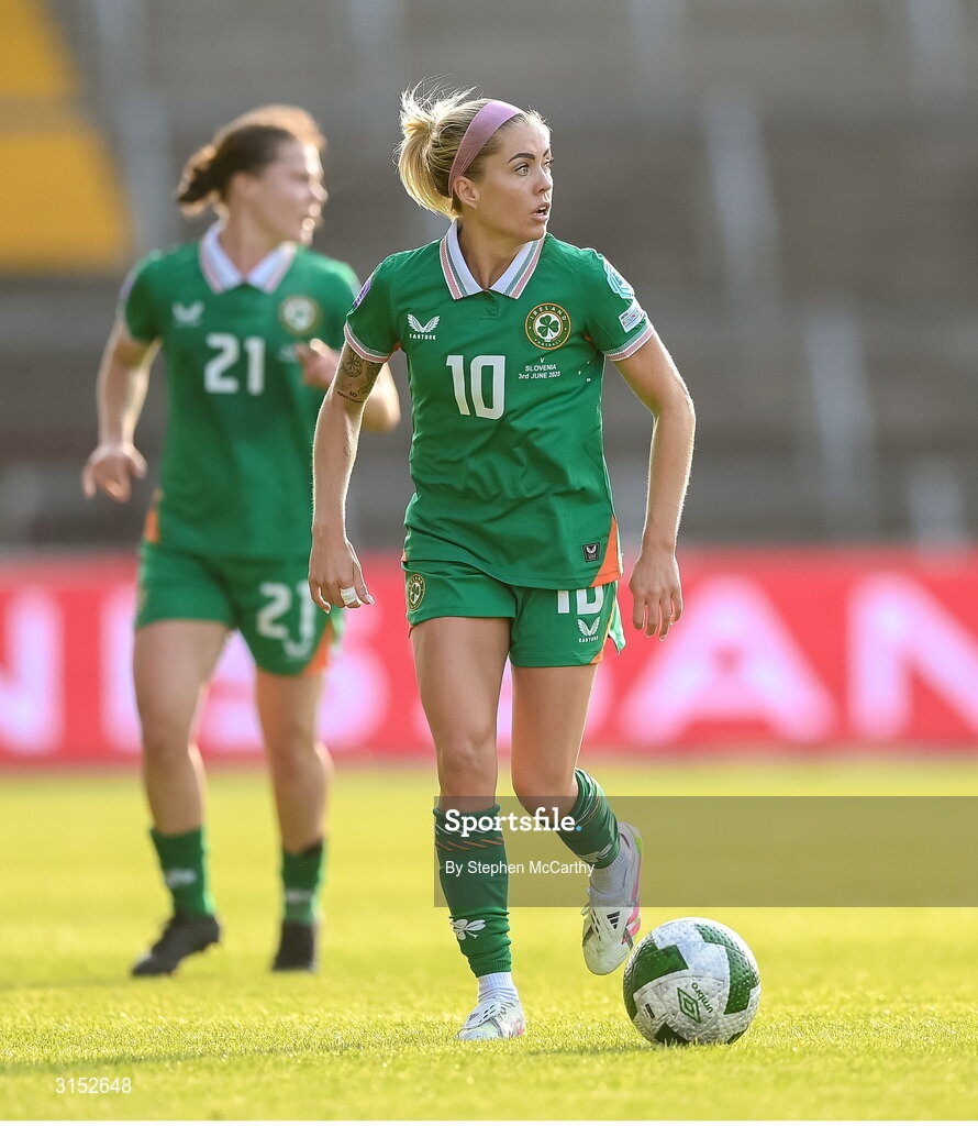 3 June 2025; Denise O’Sullivan of Republic of Ireland during the UEFA Women's Nations League, League B match between Republic of Ireland and Slovenia at Páirc Uí Chaoimh in Cork. Photo by Stephen McCarthy/Sportsfile