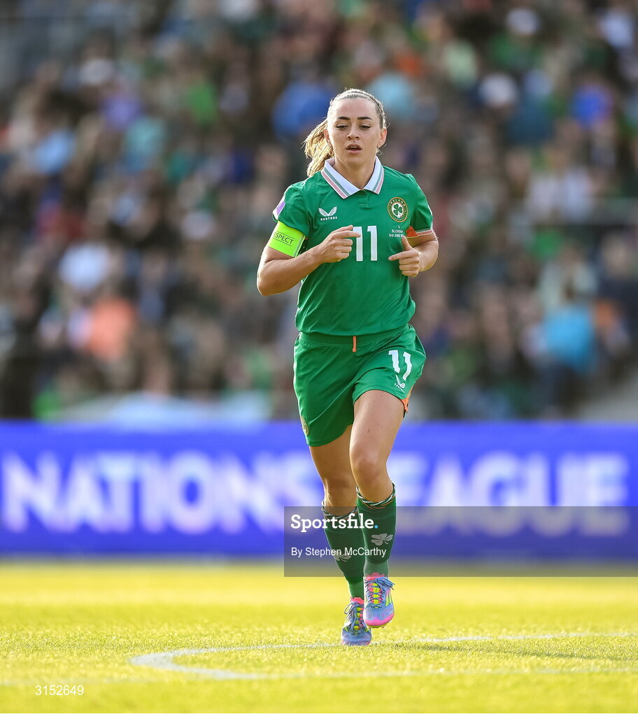 3 June 2025; Katie McCabe of Republic of Ireland during the UEFA Women's Nations League, League B match between Republic of Ireland and Slovenia at Páirc Uí Chaoimh in Cork. Photo by Stephen McCarthy/Sportsfile