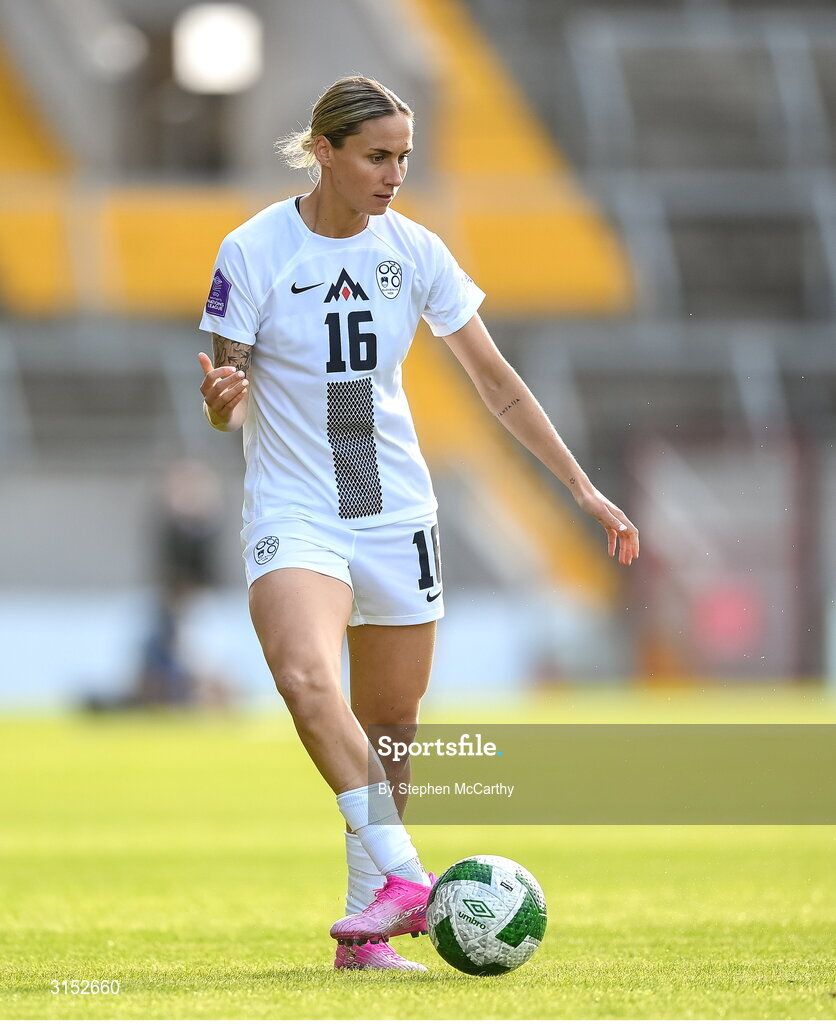 3 June 2025; Kaja Eržen of Slovenia during the UEFA Women's Nations League, League B match between Republic of Ireland and Slovenia at Páirc Uí Chaoimh in Cork. Photo by Stephen McCarthy/Sportsfile