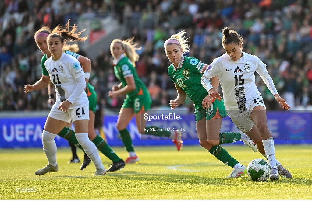 3 June 2025; Sara Makovec of Slovenia during the UEFA Women's Nations League, League B match between Republic of Ireland and Slovenia at Páirc Uí Chaoimh in Cork. Photo by Stephen McCarthy/Sportsfile