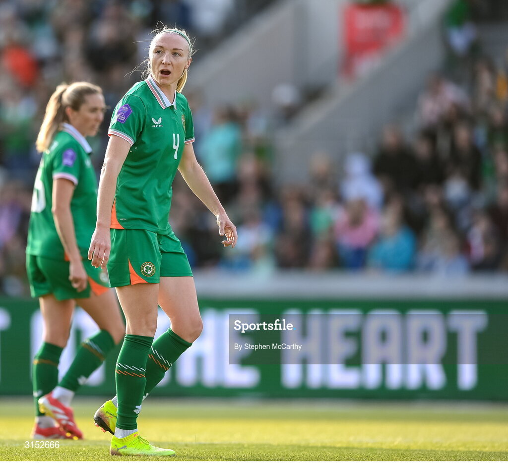 3 June 2025; Louise Quinn of Republic of Ireland during the UEFA Women's Nations League, League B match between Republic of Ireland and Slovenia at Páirc Uí Chaoimh in Cork. Photo by Stephen McCarthy/Sportsfile