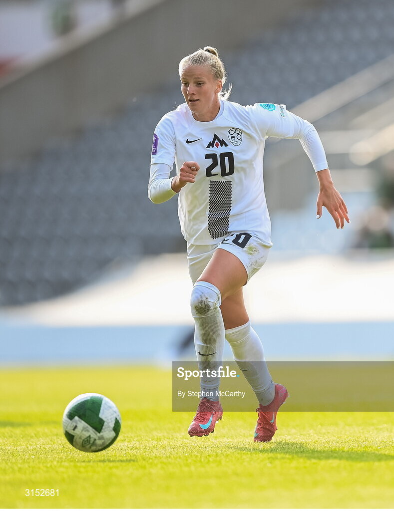 3 June 2025; Zara Kramžar of Slovenia during the UEFA Women's Nations League, League B match between Republic of Ireland and Slovenia at Páirc Uí Chaoimh in Cork. Photo by Stephen McCarthy/Sportsfile