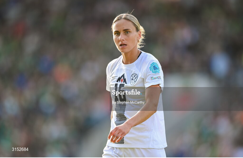 3 June 2025; Kaja Eržen of Slovenia during the UEFA Women's Nations League, League B match between Republic of Ireland and Slovenia at Páirc Uí Chaoimh in Cork. Photo by Stephen McCarthy/Sportsfile