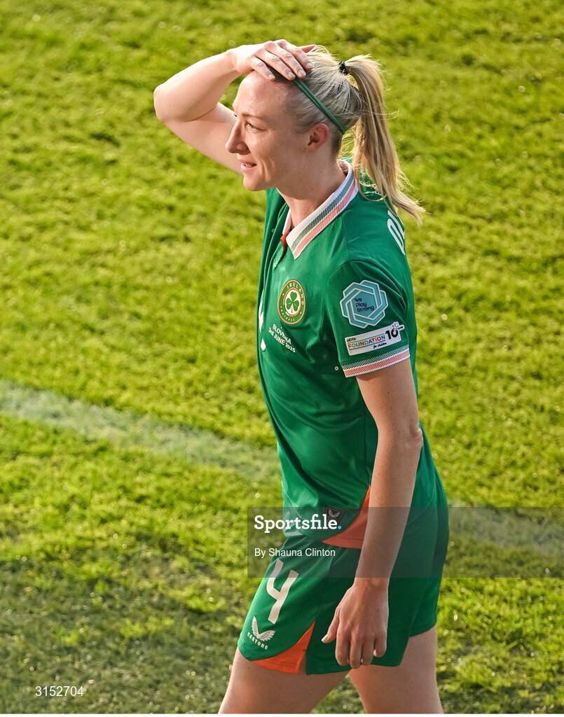 3 June 2025; Louise Quinn of Republic of Ireland after the UEFA Women's Nations League, League B match between Republic of Ireland and Slovenia at Páirc Uí Chaoimh in Cork. Photo by Shauna Clinton/Sportsfile