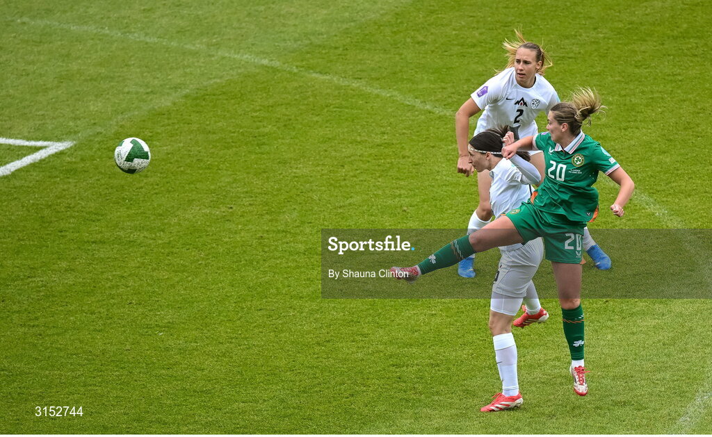 3 June 2025; Saoirse Noonan of Republic of Ireland attempts a shot on goal during the UEFA Women's Nations League, League B match between Republic of Ireland and Slovenia at Páirc Uí Chaoimh in Cork. Photo by Shauna Clinton/Sportsfile