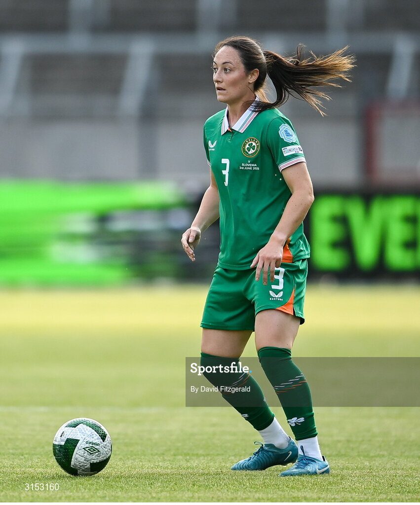 3 June 2025; Megan Campbell of Republic of Ireland during the UEFA Women's Nations League, League B match between Republic of Ireland and Slovenia at Páirc Uí Chaoimh in Cork. Photo by David Fitzgerald/Sportsfile