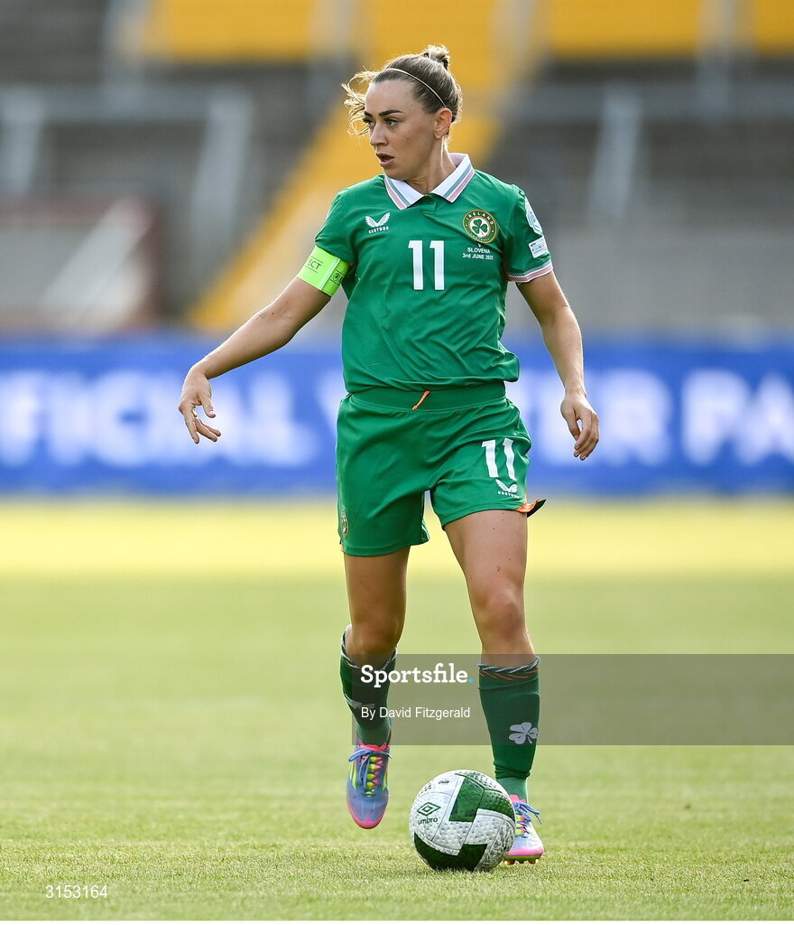 3 June 2025; Katie McCabe of Republic of Ireland during the UEFA Women's Nations League, League B match between Republic of Ireland and Slovenia at Páirc Uí Chaoimh in Cork. Photo by David Fitzgerald/Sportsfile