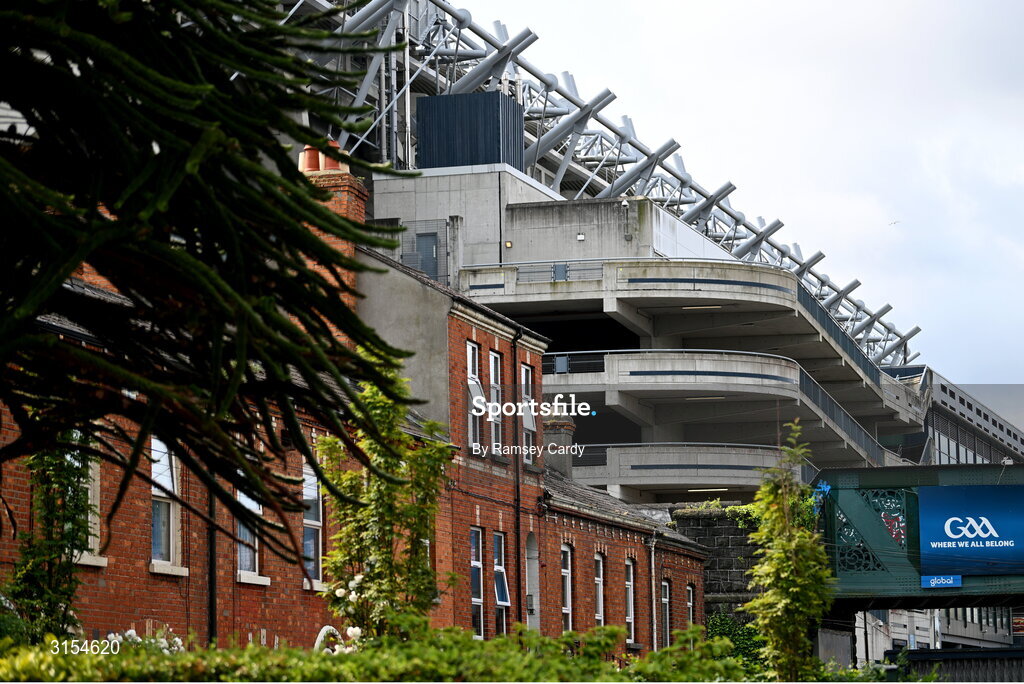 8 June 2025; A general view of Croke Park over houses on Jones' Road before the Leinster GAA Senior Hurling Championship final match between Kilkenny and Galway at Croke Park in Dublin. Photo by Ramsey Cardy/Sportsfile