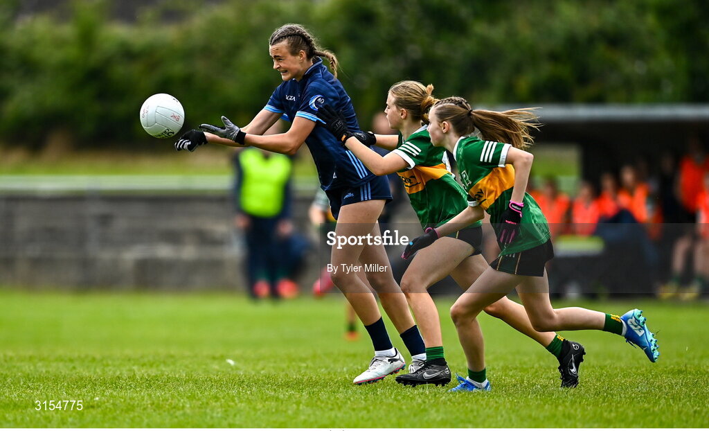 8 June 2025; Action from the LGFA All-Ireland U14 Gold Final match between Dublin and Kerry at Nenagh Éire Óg GAA Club in Nenagh, Tipperary. Photo by Tyler Miller/Sportsfile