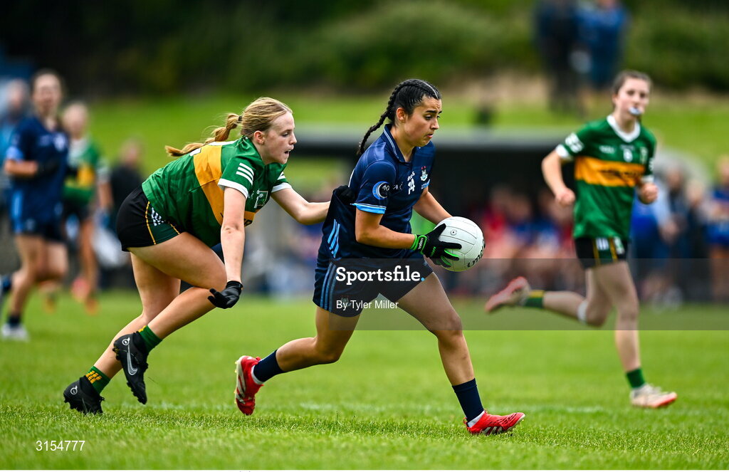 8 June 2025; Action from the LGFA All-Ireland U14 Gold Final match between Dublin and Kerry at Nenagh Éire Óg GAA Club in Nenagh, Tipperary. Photo by Tyler Miller/Sportsfile