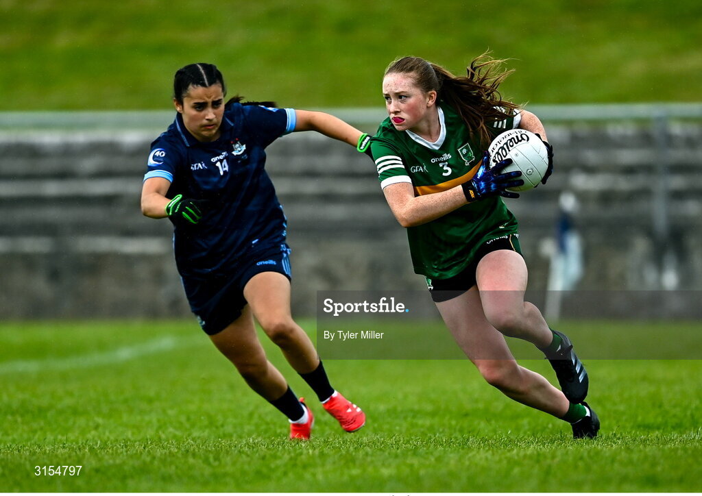 8 June 2025; Action from the LGFA All-Ireland U14 Gold Final match between Dublin and Kerry at Nenagh Éire Óg GAA Club in Nenagh, Tipperary. Photo by Tyler Miller/Sportsfile