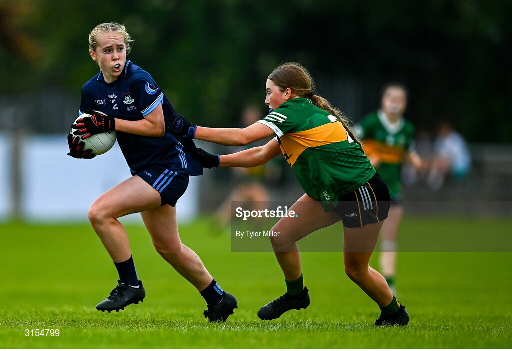 8 June 2025; Action from the LGFA All-Ireland U14 Gold Final match between Dublin and Kerry at Nenagh Éire Óg GAA Club in Nenagh, Tipperary. Photo by Tyler Miller/Sportsfile