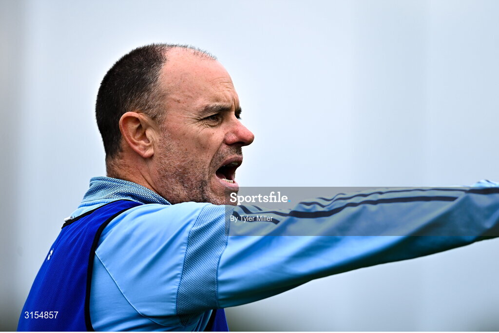 8 June 2025; Dublin manager Alex Chapman during the LGFA All-Ireland U14 Gold Final match between Dublin and Kerry at Nenagh Éire Óg GAA Club in Nenagh, Tipperary. Photo by Tyler Miller/Sportsfile