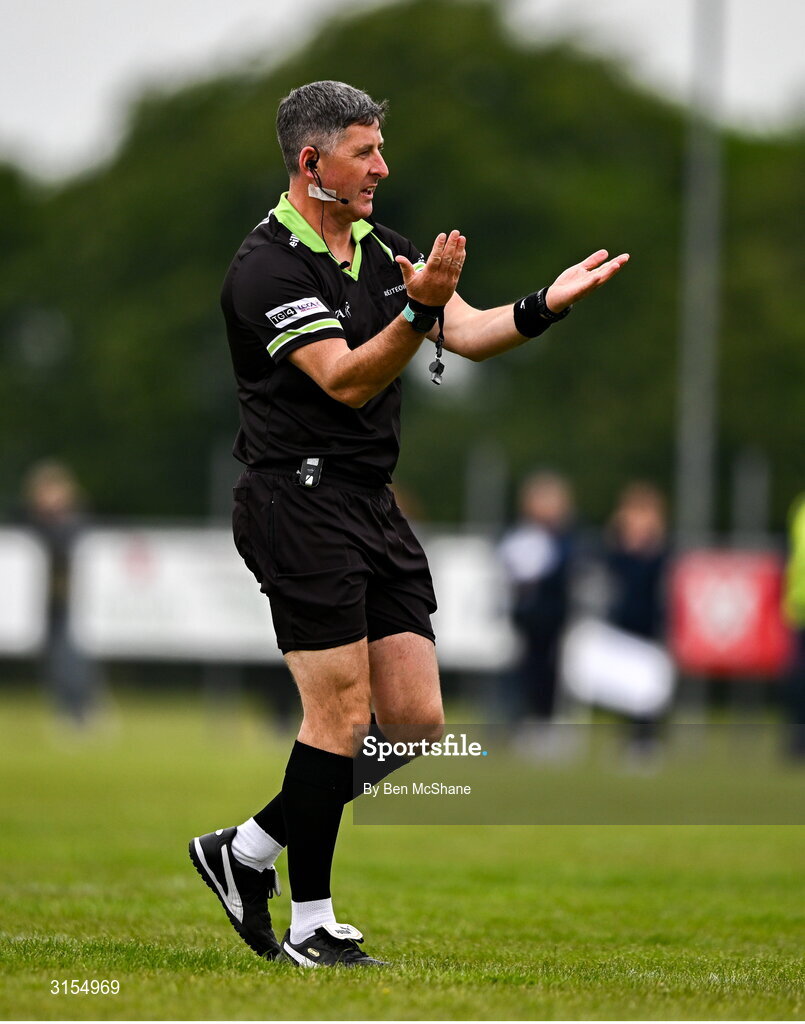 8 June 2025; Referee Conor McCarthy during the LGFA All-Ireland U14 Silver Final match between Tipperary and Cavan at Coralstown/Kinnegad GAA in Westmeath. Photo by Ben McShane/Sportsfile