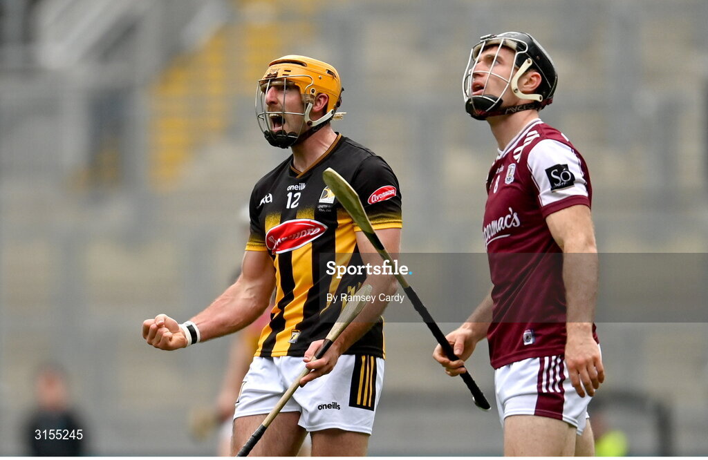 8 June 2025; Billy Ryan of Kilkenny celebrates a point during the Leinster GAA Senior Hurling Championship final match between Kilkenny and Galway at Croke Park in Dublin. Photo by Ramsey Cardy/Sportsfile