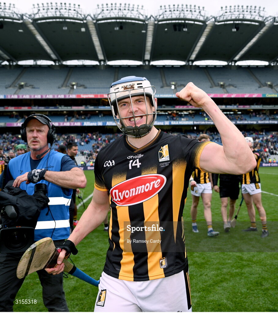 8 June 2025; TJ Reid of Kilkenny celebrates after the Leinster GAA Senior Hurling Championship final match between Kilkenny and Galway at Croke Park in Dublin. Photo by Ramsey Cardy/Sportsfile