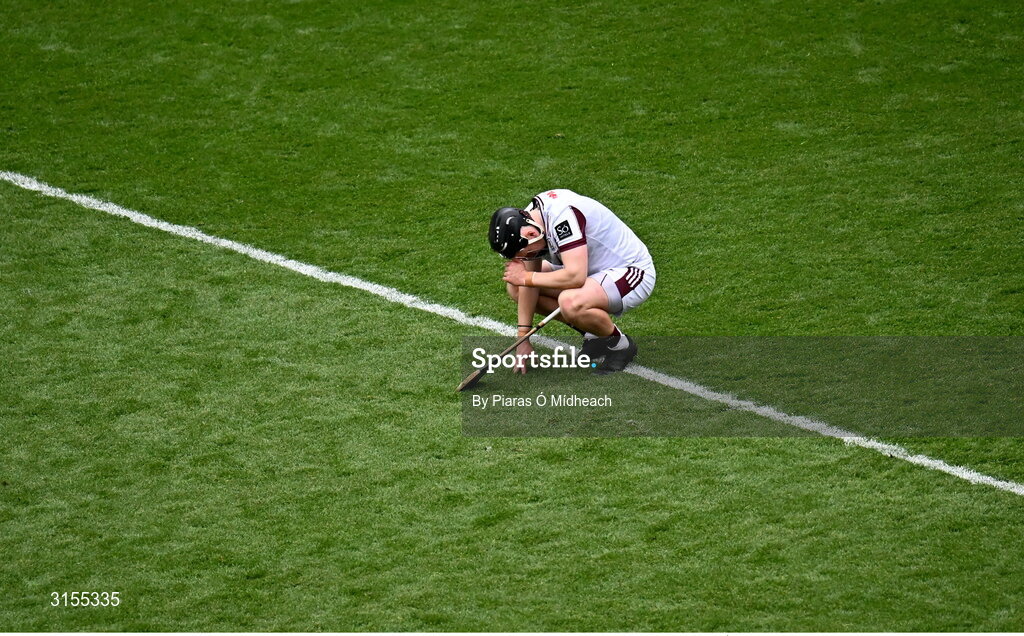 8 June 2025; Galway goalkeeper Darragh Walsh after his side's defeat in the Leinster GAA Senior Hurling Championship final match between Kilkenny and Galway at Croke Park in Dublin. Photo by Piaras Ó Mídheach/Sportsfile