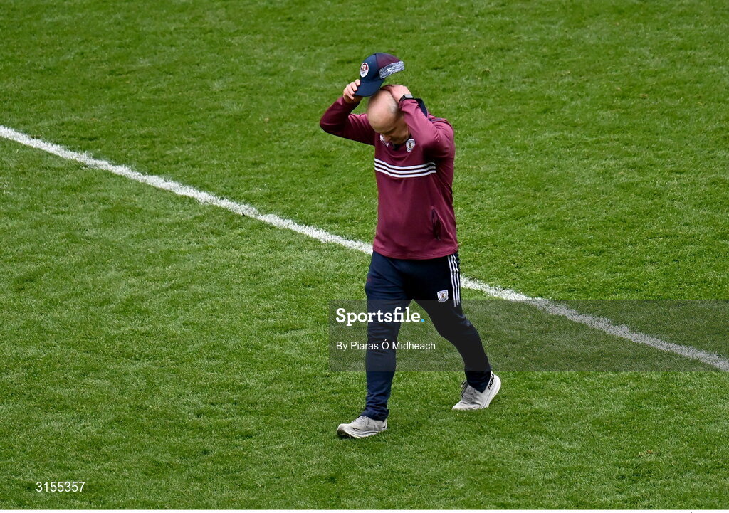 8 June 2025; Galway manager Micheál Donoghue after his side's defeat in the Leinster GAA Senior Hurling Championship final match between Kilkenny and Galway at Croke Park in Dublin. Photo by Piaras Ó Mídheach/Sportsfile